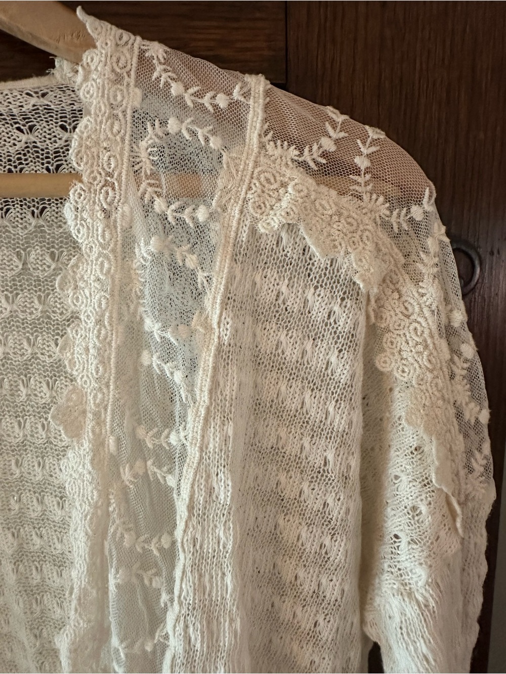 Monteau Cream Intricate Lace Knit Romantic Boho Size S - Picture 3 of 7
